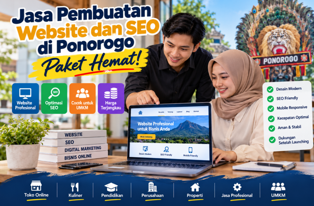 Jasa Pembuatan Website dan SEO di Ponorogo Paket Hemat!