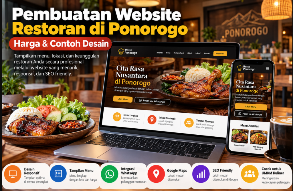 Pembuatan Website Restoran di Ponorogo Harga & Contoh Desain